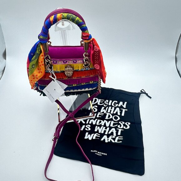 NEW Kurt Geiger London Mini Kensington Embroidered Fringe Eagle Bag Purse NWT - Picture 2 of 6